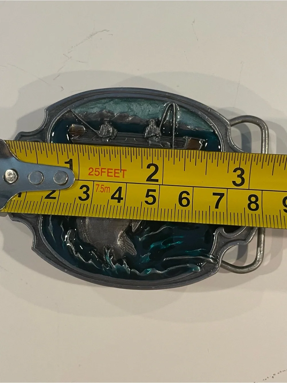 Vtg Siskiyou Bass Fishing Belt Buckle by William Oregon Pewter w/3D Enamel 1984